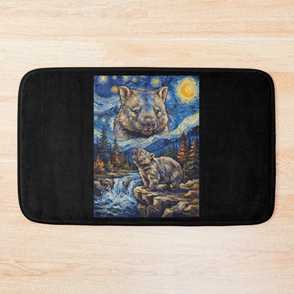Item preview, Wombat Howling Moon Starry Night Van Gogh Art Animal Lover designed and sold by dian-rody-crest.