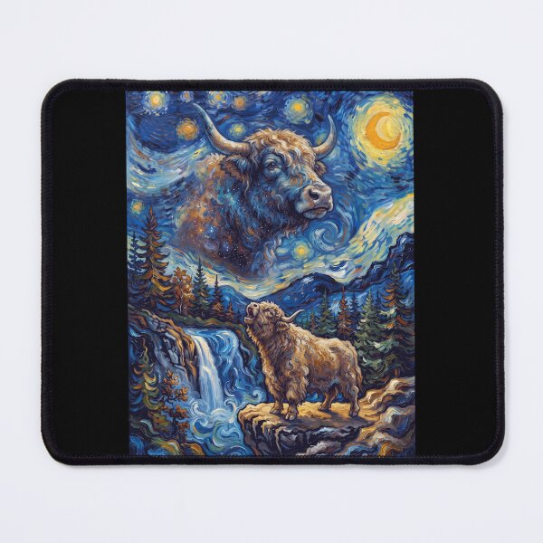 Item preview, Yak Howling Moon Starry Night Van Gogh Art Animal Lover designed and sold by dian-rody-crest.