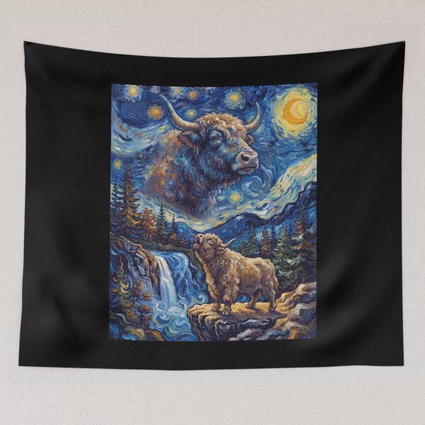 Item preview, Yak Howling Moon Starry Night Van Gogh Art Animal Lover designed and sold by dian-rody-crest.