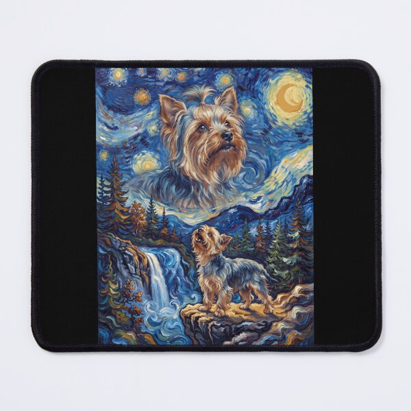 Item preview, Yorkshire Terrier Howling Moon Starry Night Van Gogh Art Dog Lover designed and sold by dian-rody-crest.
