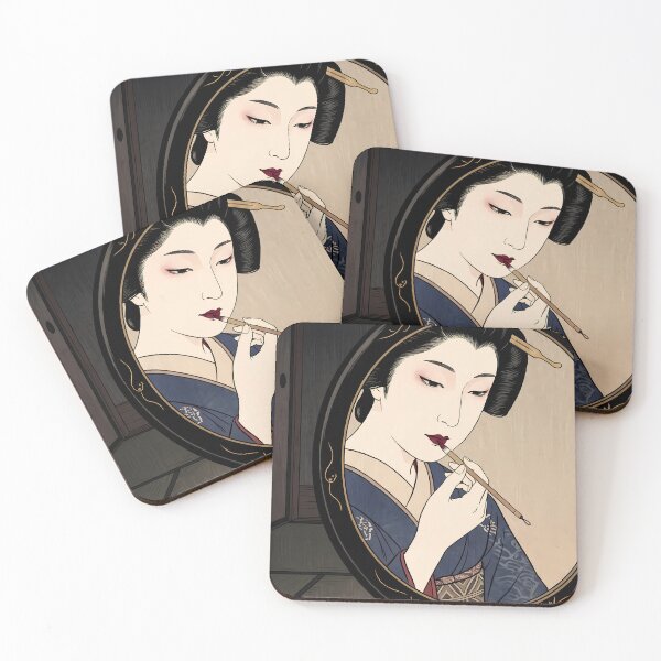 Item preview, Geisha Applying Rouge in Vanity Mirror designed and sold by TokyoUkiyoHouse.