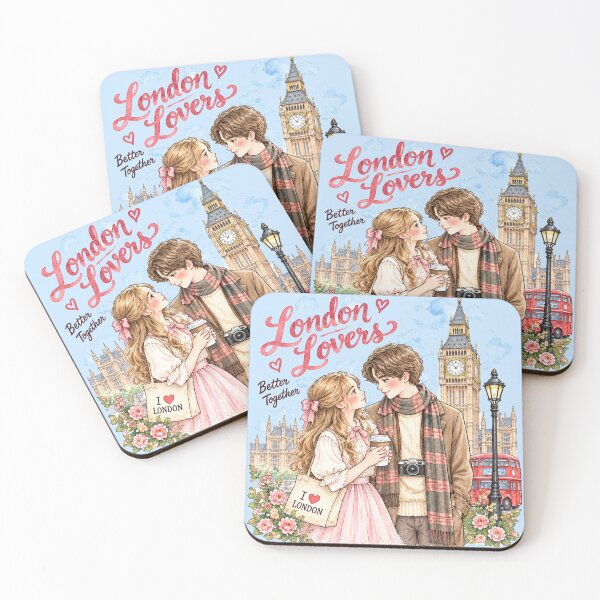 Item preview, London Lovers Better Together Romantic Couple Travel Art designed and sold by MAGICKEY2024.
