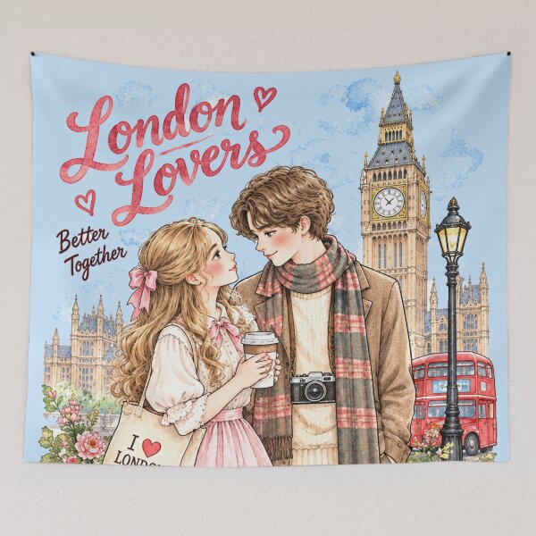 Item preview, London Lovers Better Together Romantic Couple Travel Art designed and sold by MAGICKEY2024.