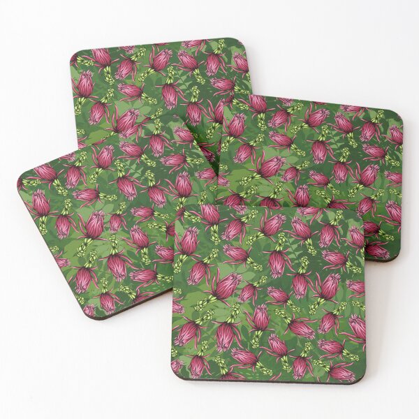 Item preview, Tropical flower pods in pink and green designed and sold by EmbellishEmy.