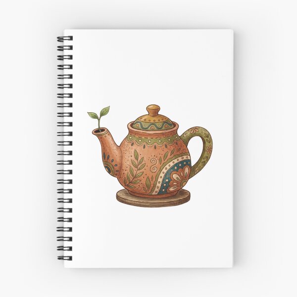 Item preview, Boho Terracotta Teapot Tea Lover Folk Art Sprout designed and sold by Sanan Israyilli.