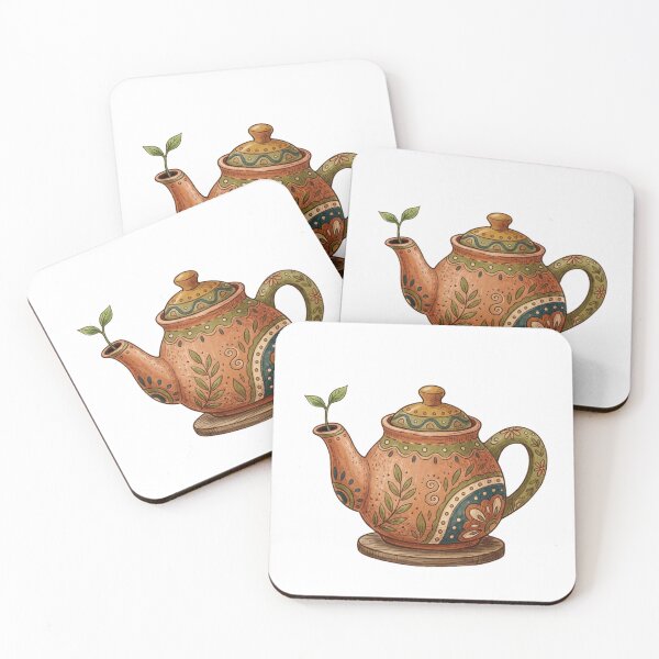 Item preview, Boho Terracotta Teapot Tea Lover Folk Art Sprout designed and sold by Sanan Israyilli.