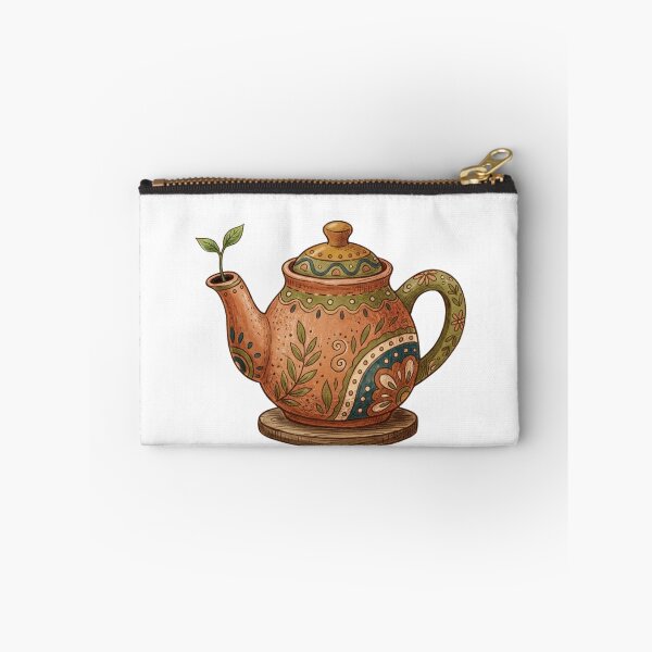 Item preview, Boho Terracotta Teapot Tea Lover Folk Art Sprout designed and sold by Sanan Israyilli.