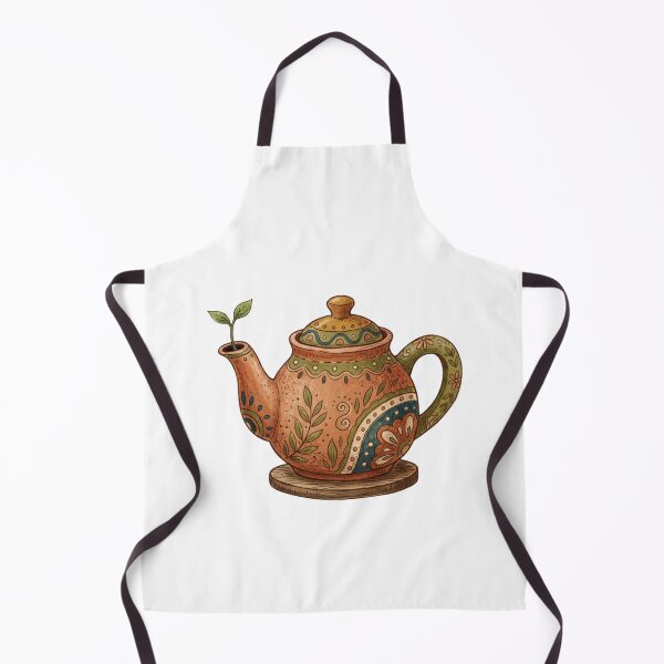 Item preview, Boho Terracotta Teapot Tea Lover Folk Art Sprout designed and sold by Sanan Israyilli.