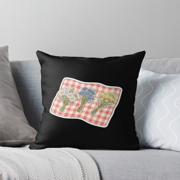 Item preview, Cottagecore Wildflower Bouquets on Red Gingham Picnic Blanket designed and sold by FestivityFinds.