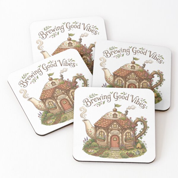 Item preview, Brewing Good Vibes Teapot Cottage Cottagecore designed and sold by Sanan Israyilli.