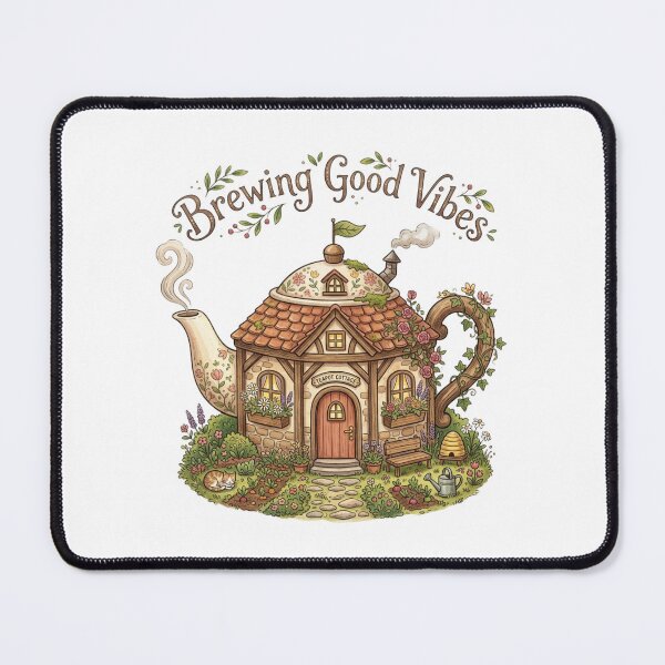 Item preview, Brewing Good Vibes Teapot Cottage Cottagecore designed and sold by Sanan Israyilli.