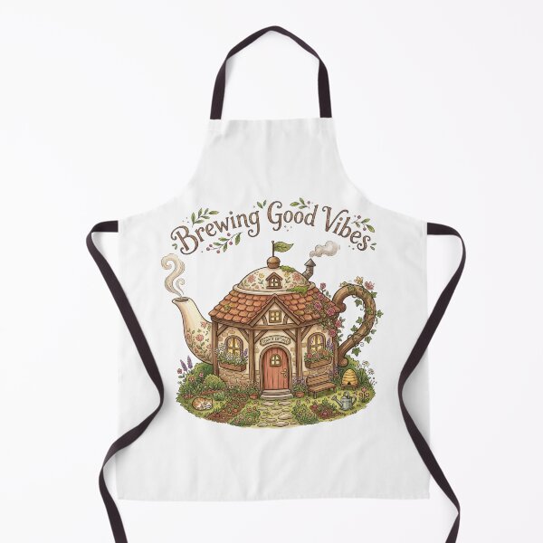 Item preview, Brewing Good Vibes Teapot Cottage Cottagecore designed and sold by Sanan Israyilli.