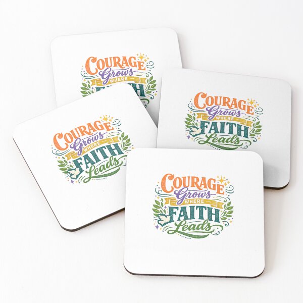 Item preview, Courage Grows Where Faith Leads Inspirational Spiritual Quote Art Design designed and sold by inkoutninja.