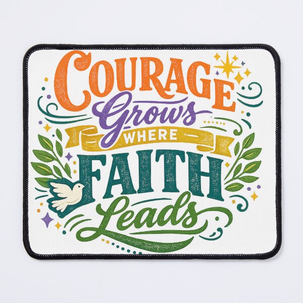 Item preview, Courage Grows Where Faith Leads Inspirational Spiritual Quote Art Design designed and sold by inkoutninja.