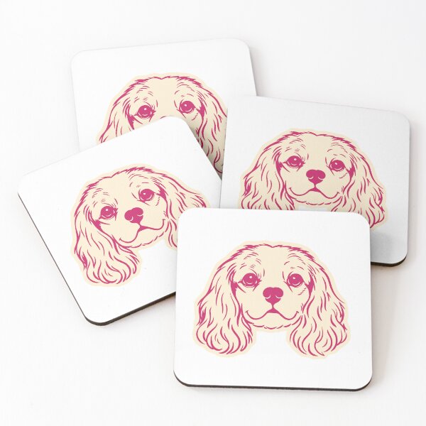Item preview, Cute Pink Cavalier King Puppy Face Illustration designed and sold by mafervicenttin.