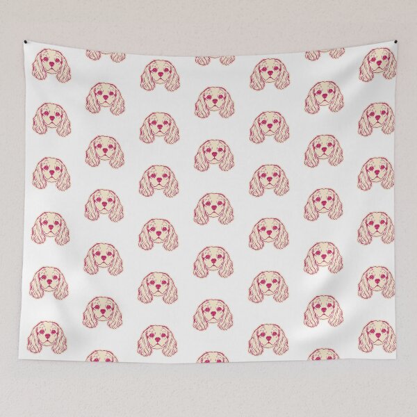 Item preview, Cute Pink Cavalier King Puppy Face Illustration designed and sold by mafervicenttin.