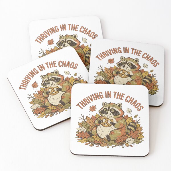 Item preview, Thriving in the Chaos Funny Raccoon Fall Leaves designed and sold by Sanan Israyilli.
