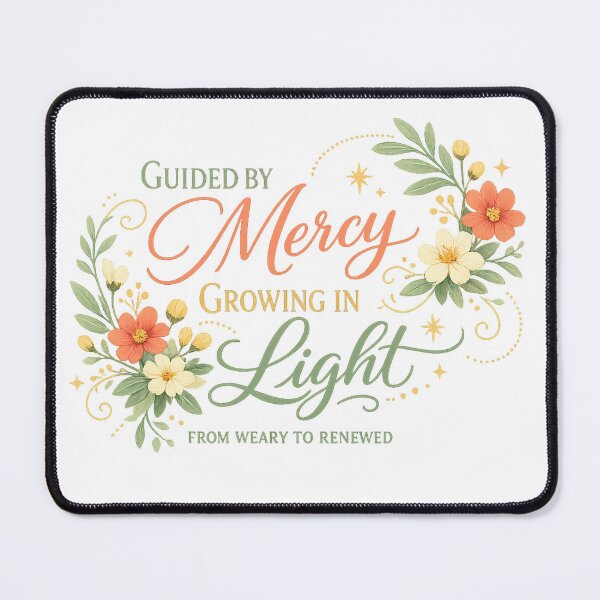 Item preview, Guided by Mercy Growing in Light Floral Faith Inspirational Quote Art Design designed and sold by inkoutninja.
