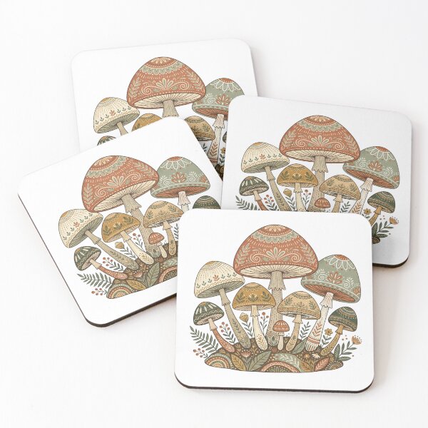 Item preview, Boho Mushroom Cluster Folk Art Earthy Botanical designed and sold by Sanan Israyilli.