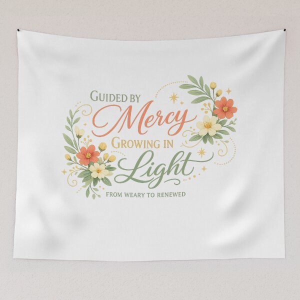 Item preview, Guided by Mercy Growing in Light Floral Faith Inspirational Quote Art Design designed and sold by inkoutninja.