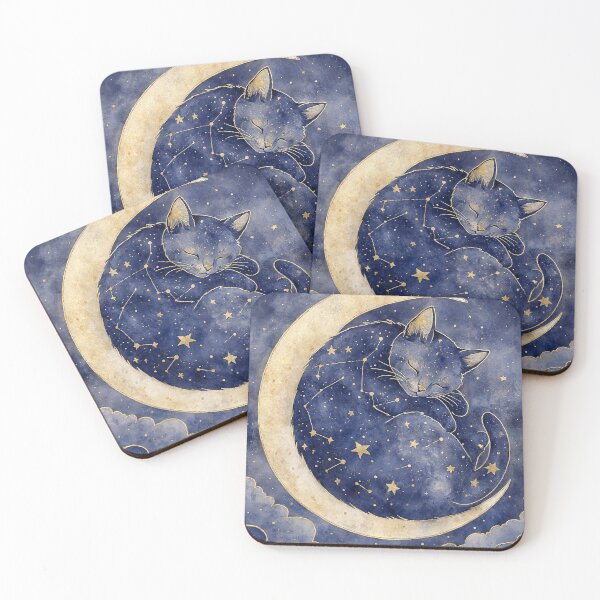 Item preview, Celestial Cat Sleeping on the Crescent Moon designed and sold by Discount code.