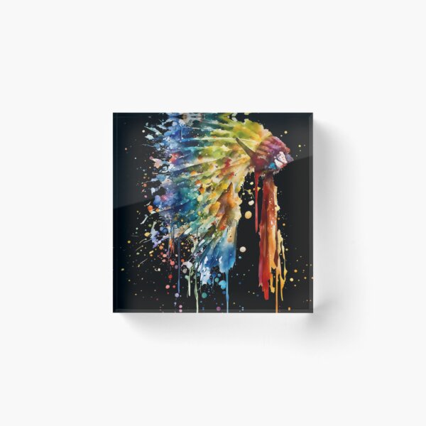Item preview, Colorful Watercolor Feather Headdress Splash Art designed and sold by BriceFlamand.