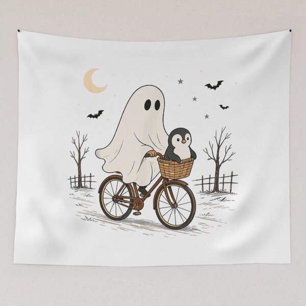 Item preview, Penguin Ghost Bicycle Halloween Night Ride designed and sold by CrinoSwice.