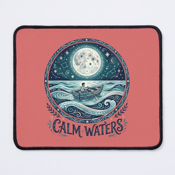 Item preview, Calm Waters Moonlit Ocean Rowboat Celestial Art designed and sold by Sanan Israyilli.