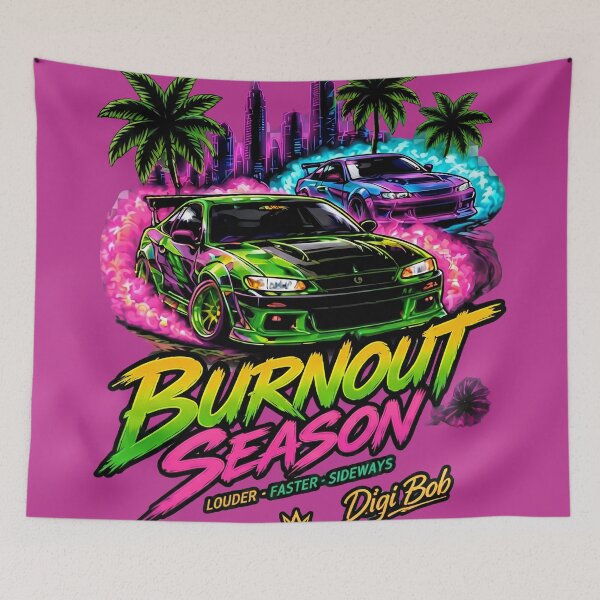 Item preview, Burnout Season JDM Drift Cars Synthwave Neon City T-Shirt  designed and sold by digitalbob60.