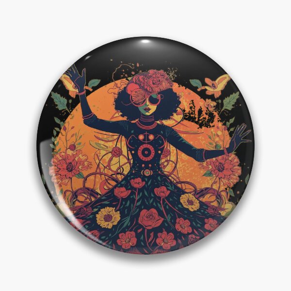 Item preview, Retro Cosmic Floral Dancer: Psychedelic Solar Goddess designed and sold by  Mythical Entanglement.