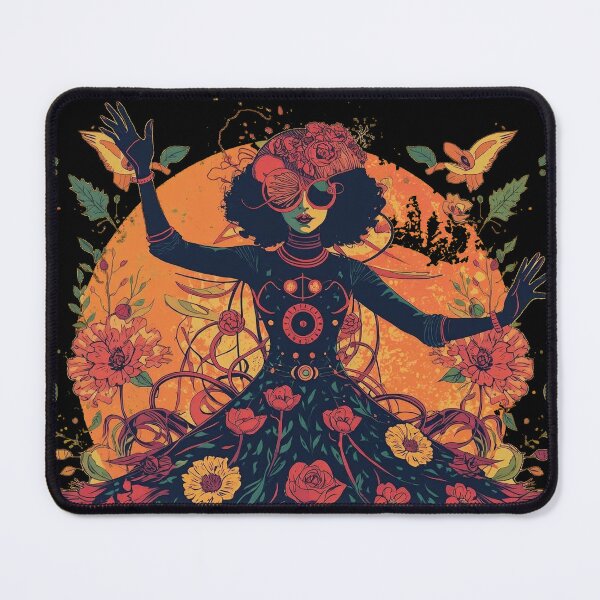 Item preview, Retro Cosmic Floral Dancer: Psychedelic Solar Goddess designed and sold by Mythical Entanglement.
