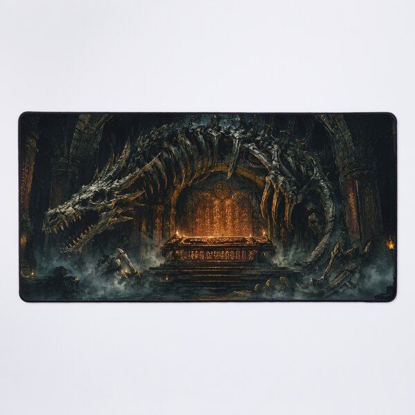 Item preview, Dragon Skeleton Tomb – Dark Fantasy Crypt & Glowing Runes designed and sold by AetheraVI.