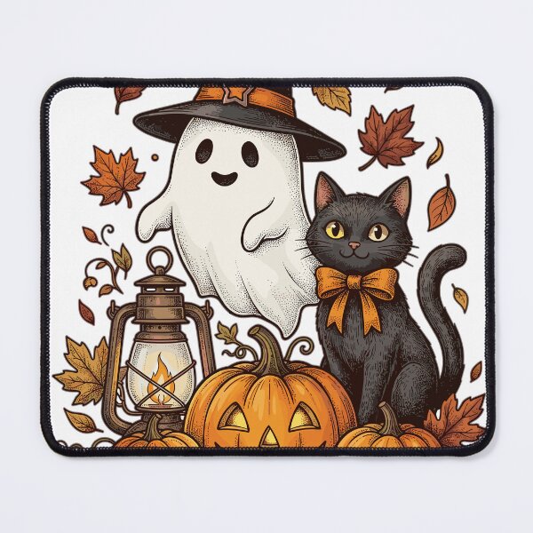 Item preview, Halloween Ghost Witch Black Cat Pumpkins designed and sold by Ranpict.