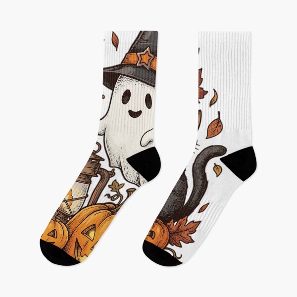 Item preview, Halloween Ghost Witch Black Cat Pumpkins designed and sold by Ranpict.