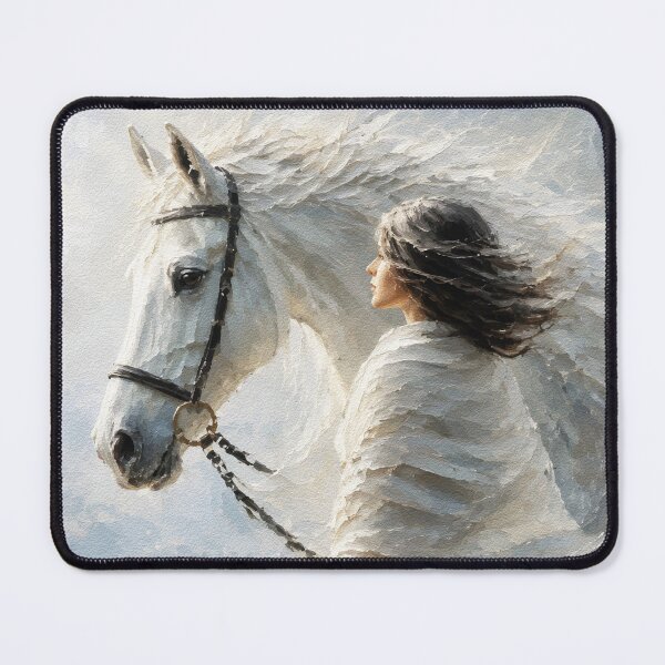 Item preview, Wind and White Horse – Textured Equestrian Portrait designed and sold by RamyGallery.