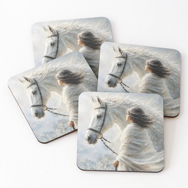 Item preview, Wind and White Horse – Textured Equestrian Portrait designed and sold by RamyGallery.