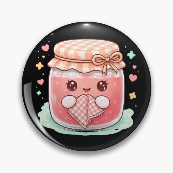 Item preview, Kawaii Pink Jam Jar with Gingham Lid Cottagecore designed and sold by FestivityFinds.