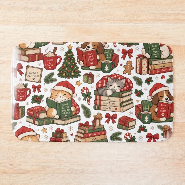Item preview, Tiny Christmas Book Club – Cute Bookish Holiday Pattern designed and sold by RJACreative.