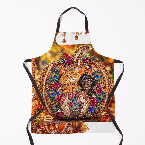 Item preview, Royal Autumn Pumpkin – Jeweled Cat & Dog with Peacocks designed and sold by Extremeallie.