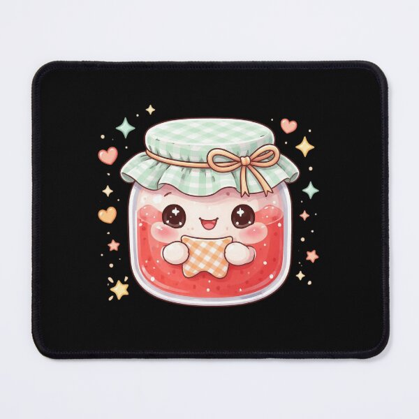 Item preview, Cute Kawaii Strawberry Jam Jar Mint Gingham Cottagecore Kitchen designed and sold by FestivityFinds.
