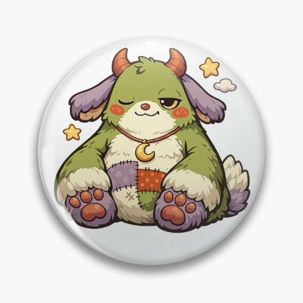 Item preview, Cute Green Horned Monster Kawaii Plush Fantasy Creature Art Design designed and sold by inkoutninja.