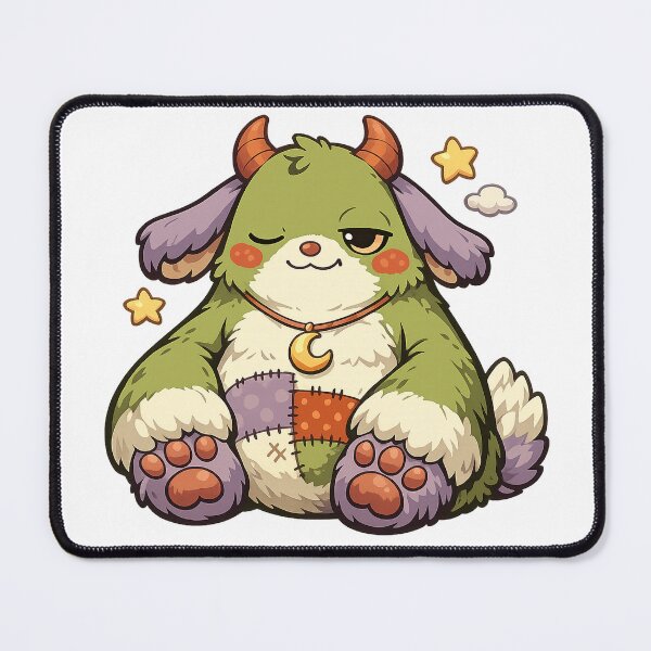 Item preview, Cute Green Horned Monster Kawaii Plush Fantasy Creature Art Design designed and sold by inkoutninja.