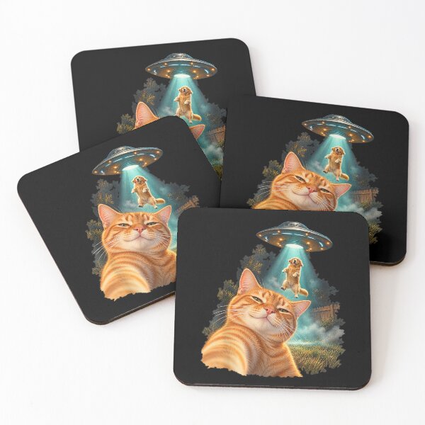 Item preview, Funny Cat Selfie Alien UFO Dog Abduction Humor  designed and sold by DaphoLatara.