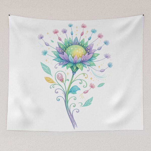 Item preview, Magical Celestial Lotus Flower Pastel Watercolor Fantasy Botanical Art designed and sold by inkoutninja.