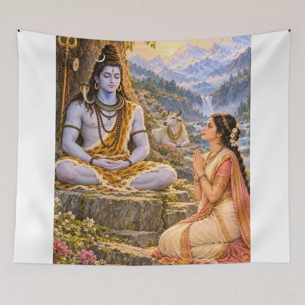 Item preview, Parvati Meets Shiva in Meditation | Devotional Art designed and sold by Homyar.