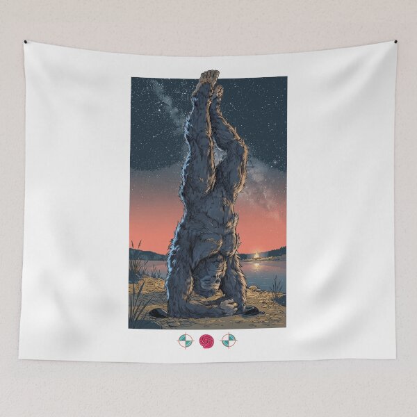 Item preview, Bigfoot Yoga Pose Forearm Stand Zen Cryptid Nature Art designed and sold by Whimsy Trail Co.