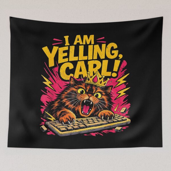 Item preview, I Am Yelling Carl Donut Cat Meme designed and sold by RebelKittyArt.