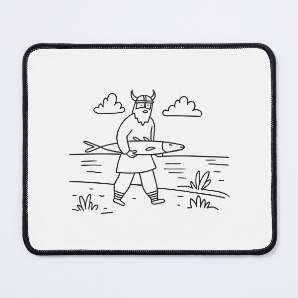 Item preview, An illustration of viking man carrying a fish near the shore designed and sold by rasagamastore.