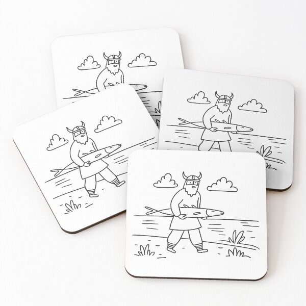 Item preview, An illustration of viking man carrying a fish near the shore designed and sold by rasagamastore.