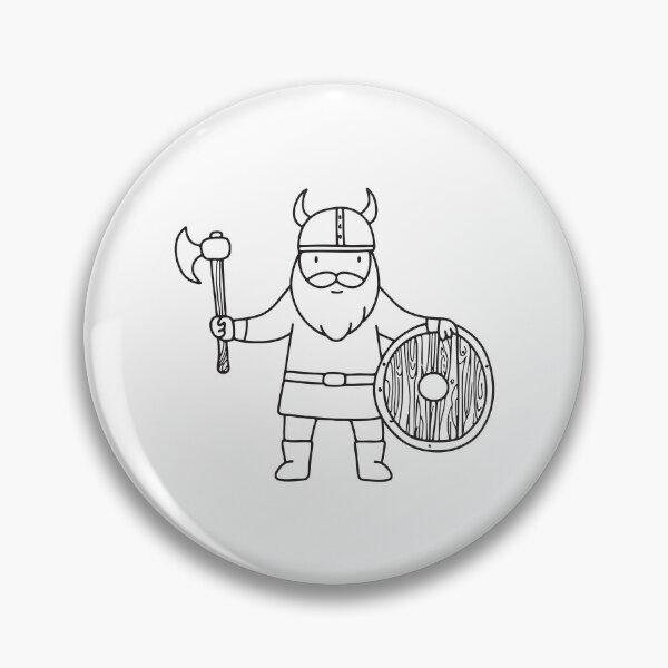 Item preview, An illustration of viking man holding an axe near a wooden shield designed and sold by rasagamastore.